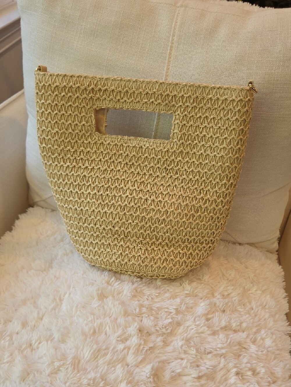 Universal Thread Natural Woven Bag With Strap